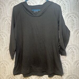Columbia Women's Size Large Gray 3/4 Sleeve Hooded Semi Sheer